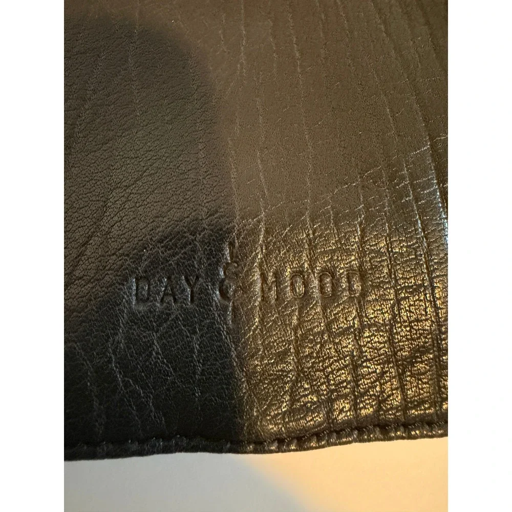 Anthropologie Day & Mood Soft Leather Wristlet Clutch Solid Black Zipper Pockets
